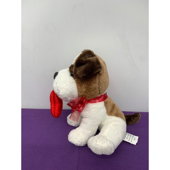 Walmart 7 Inch Terrier Bulldog Puppy XOXO Heart Red Sheer Bow Hearts Plush Stuff - Picture 4 of 9